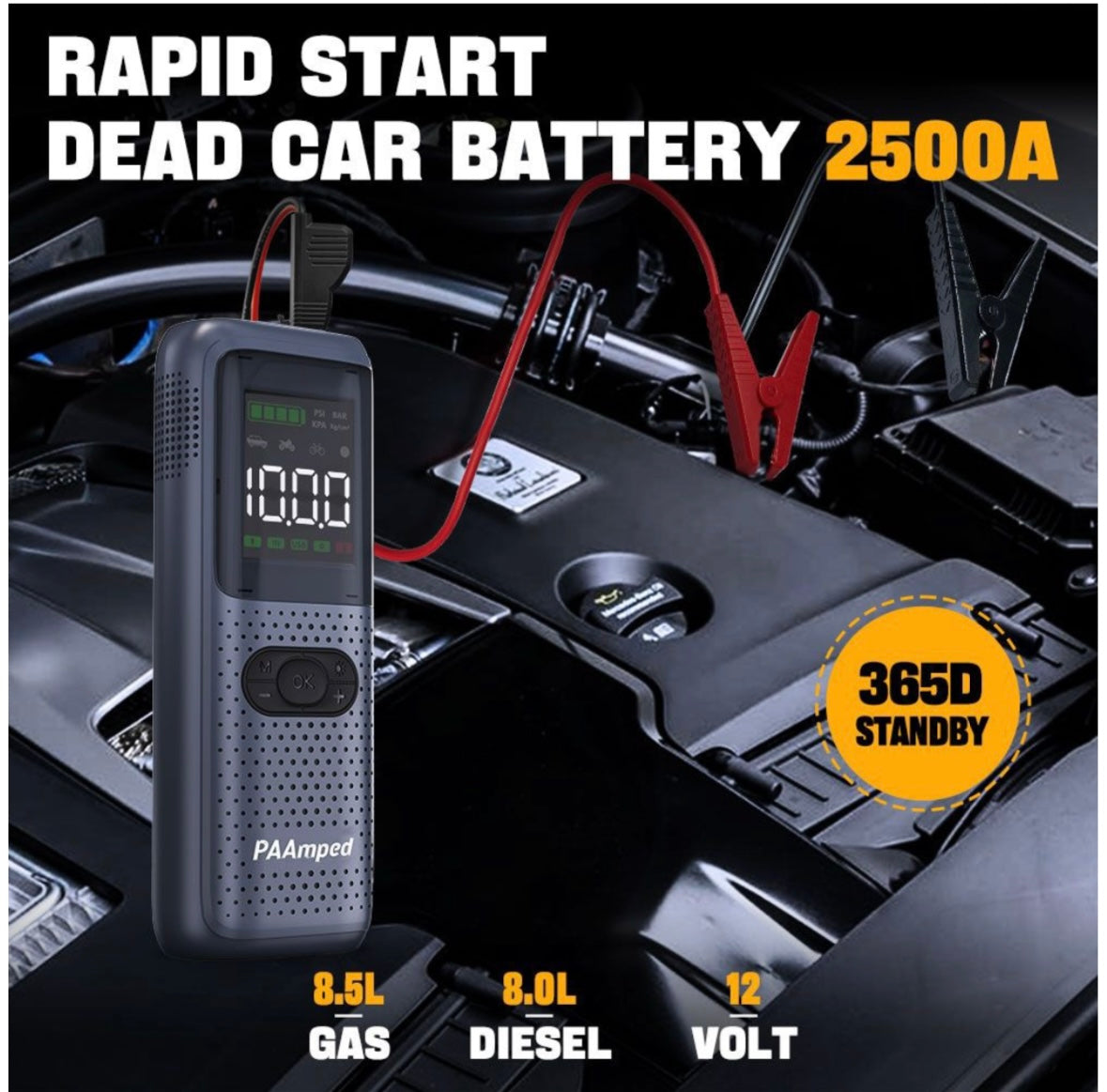 Smart jump starter with air compressor