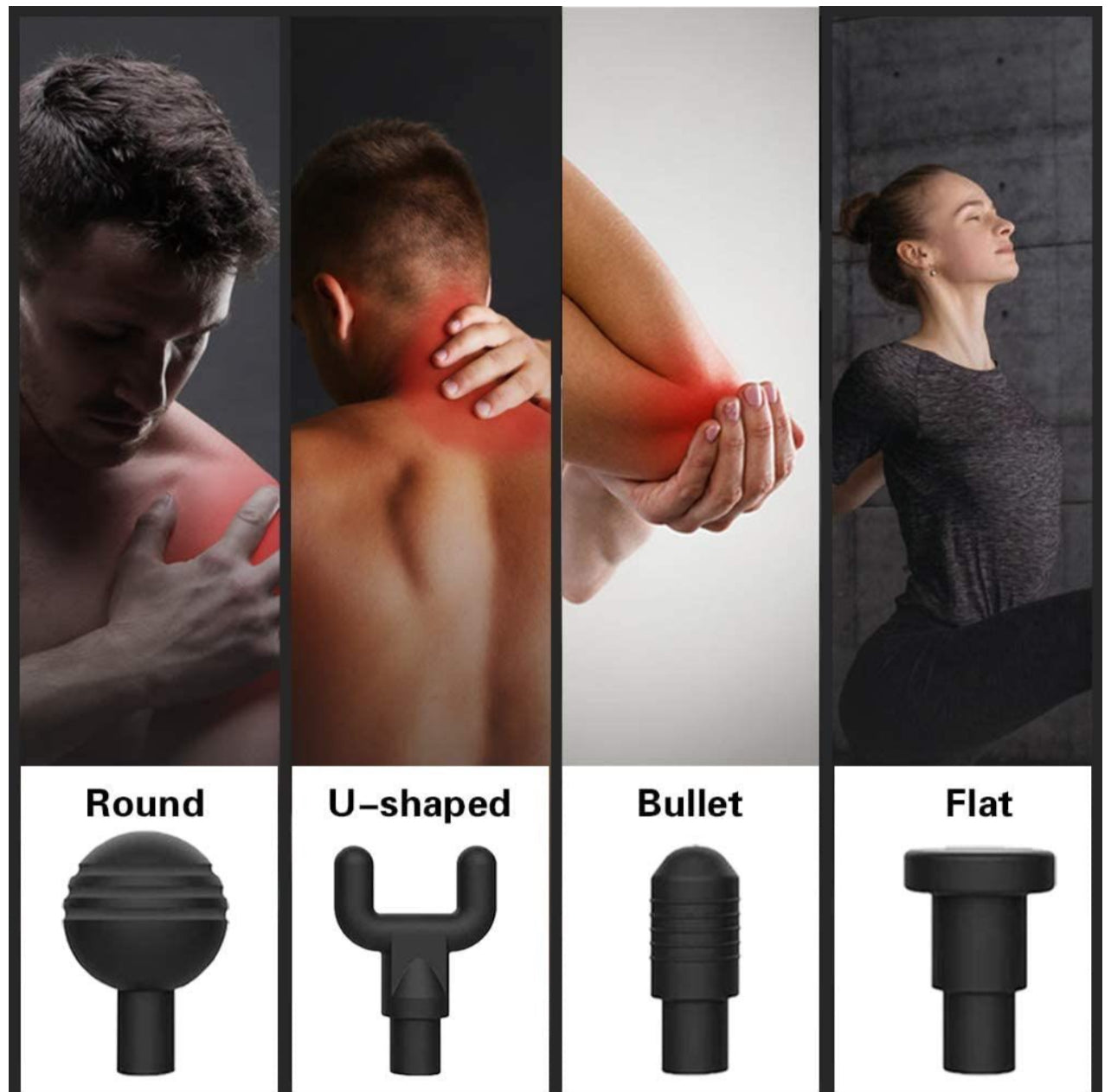 Massage gun with 4 adjustable heads