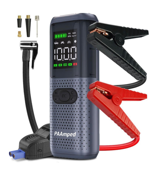 Smart jump starter with air compressor